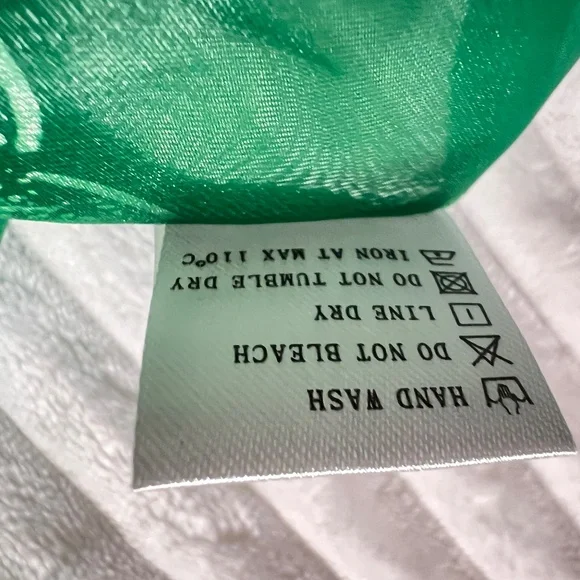 #A117 Nancy Sheer Luxe Green & Gold Organza Puff Sleeve Top NWT L - Picture 9 of 14